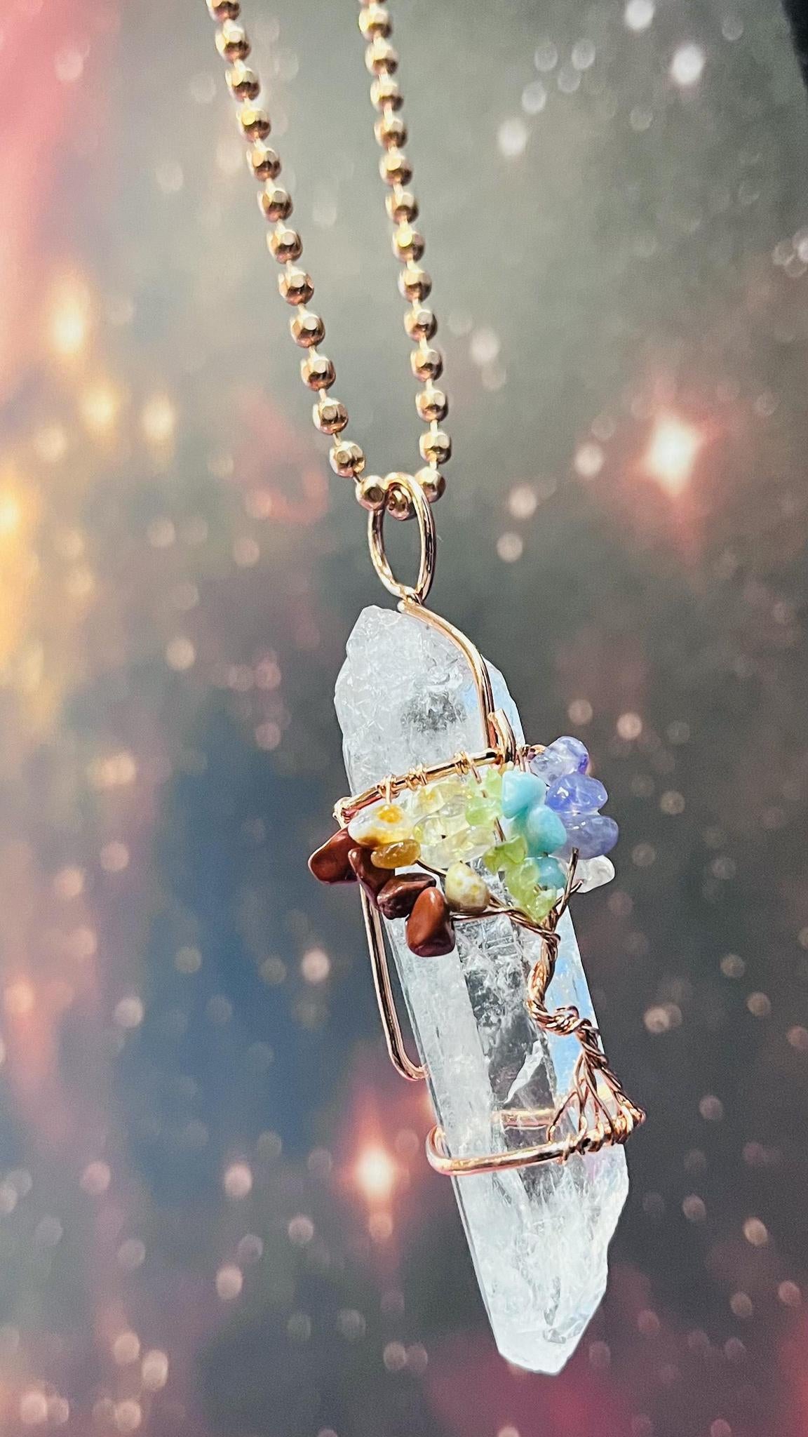 Copper Tree Of Life Crystal Necklace