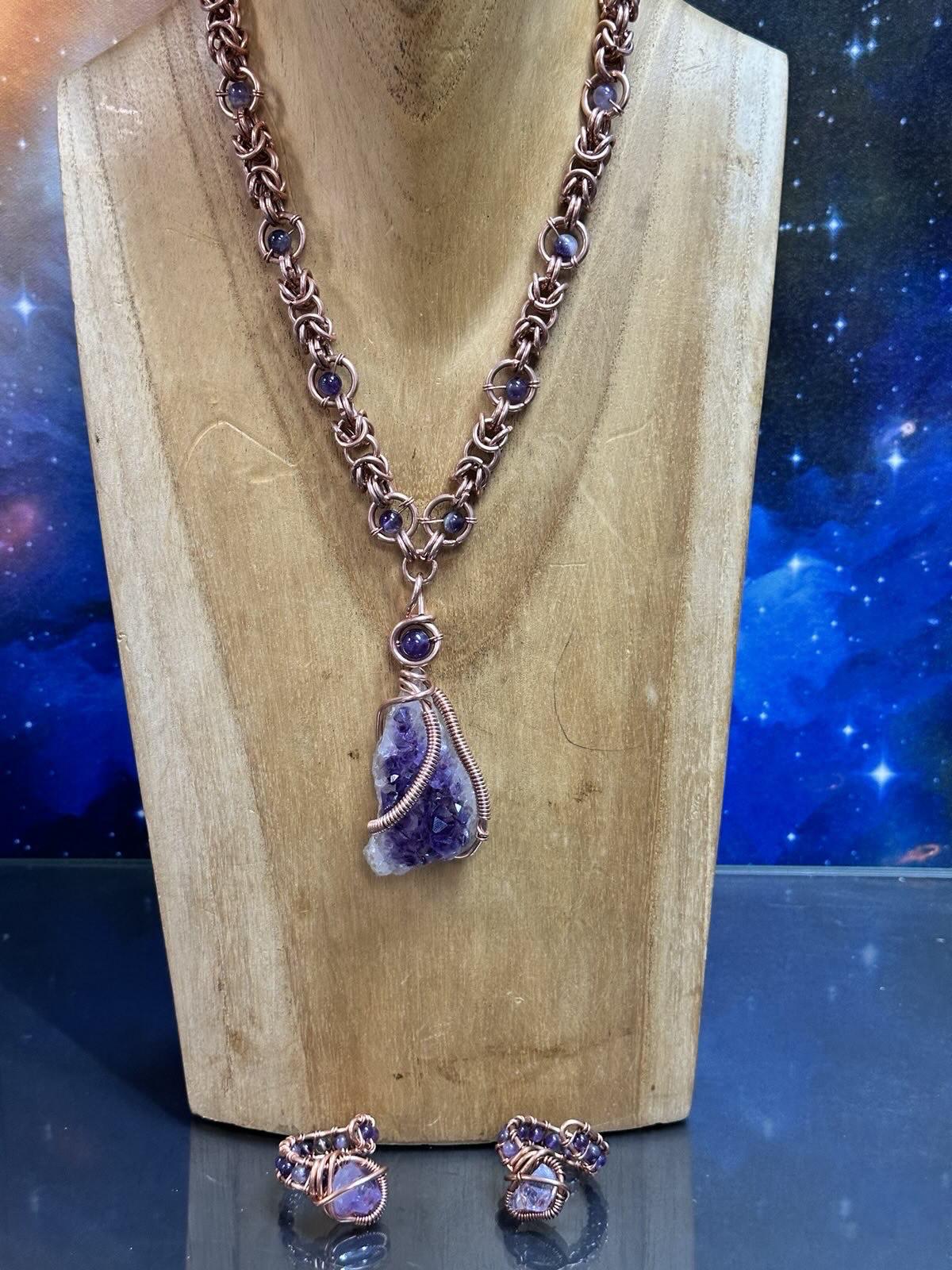 Copper Link Gemstone Necklace