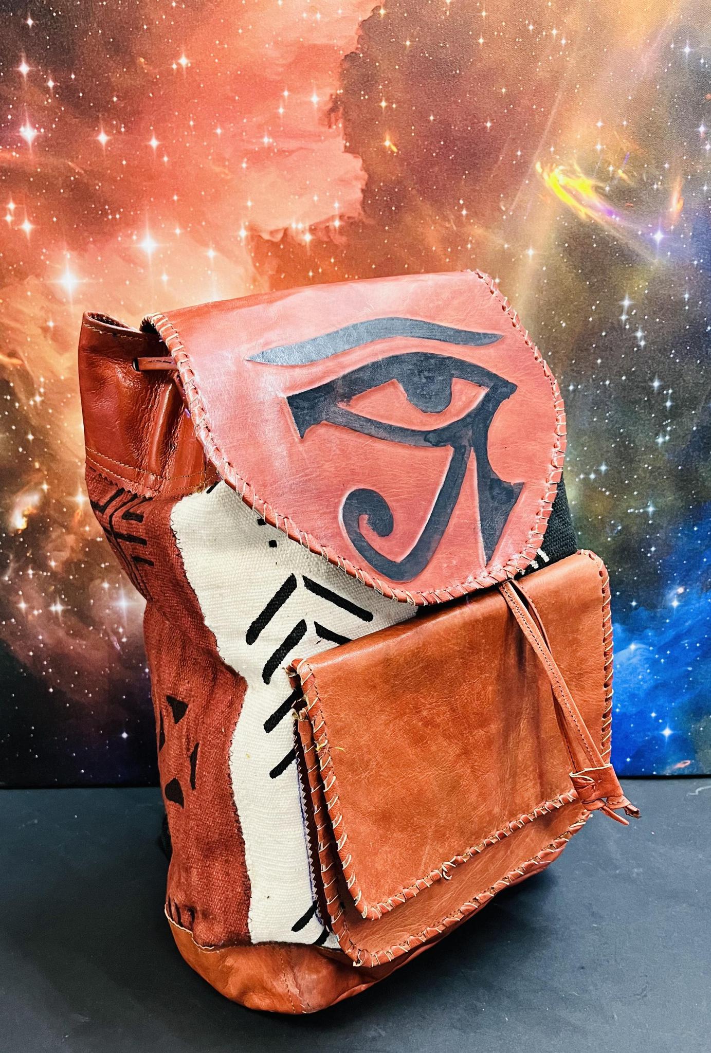 Ghanaian Leather & Mud Cloth Bookbags