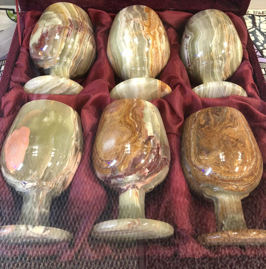 Banded Onyx Goblet Set