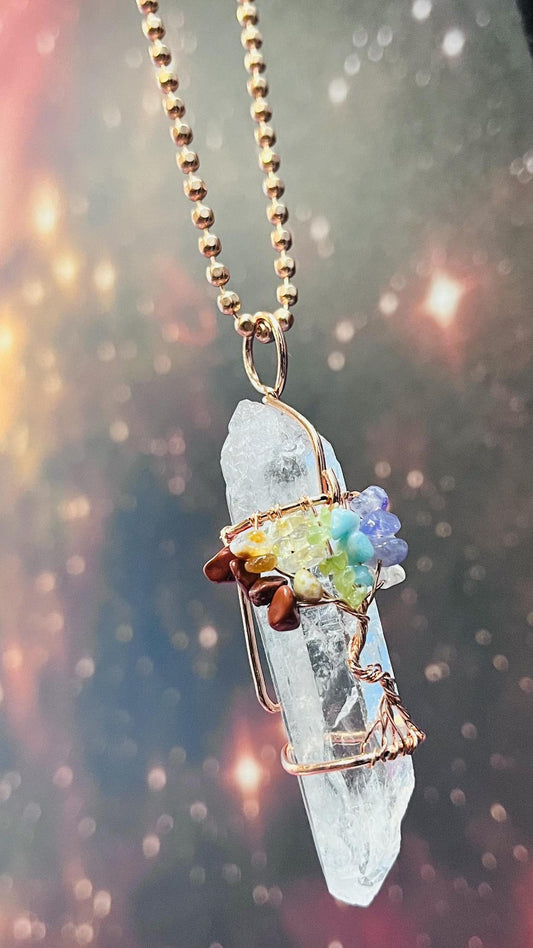 Copper Tree Of Life Crystal Necklace
