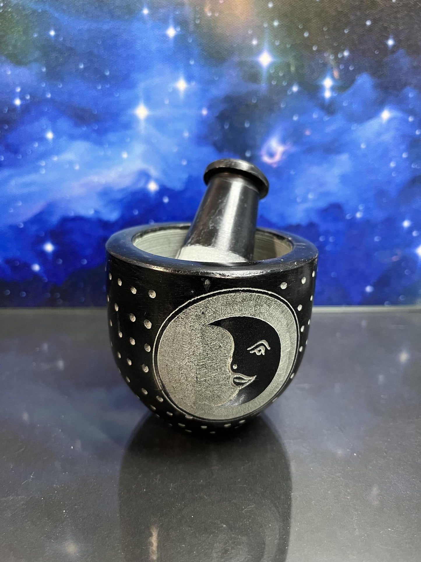 Moon Carved Mortar & Pestle