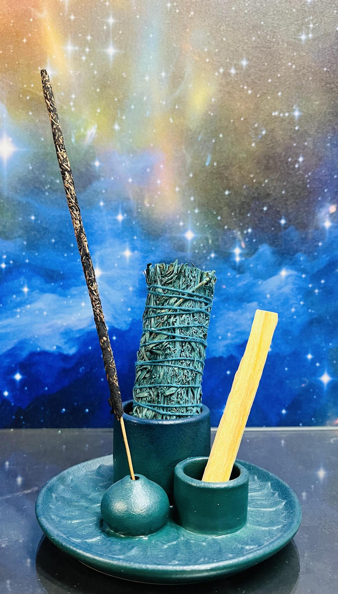 5" Ceramic Burner (Smudge Stick, Palo Santo & Incense Holder)
