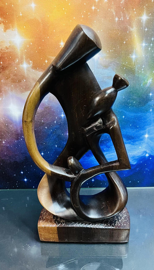 Ghanaian Wooden Happy Family Statue