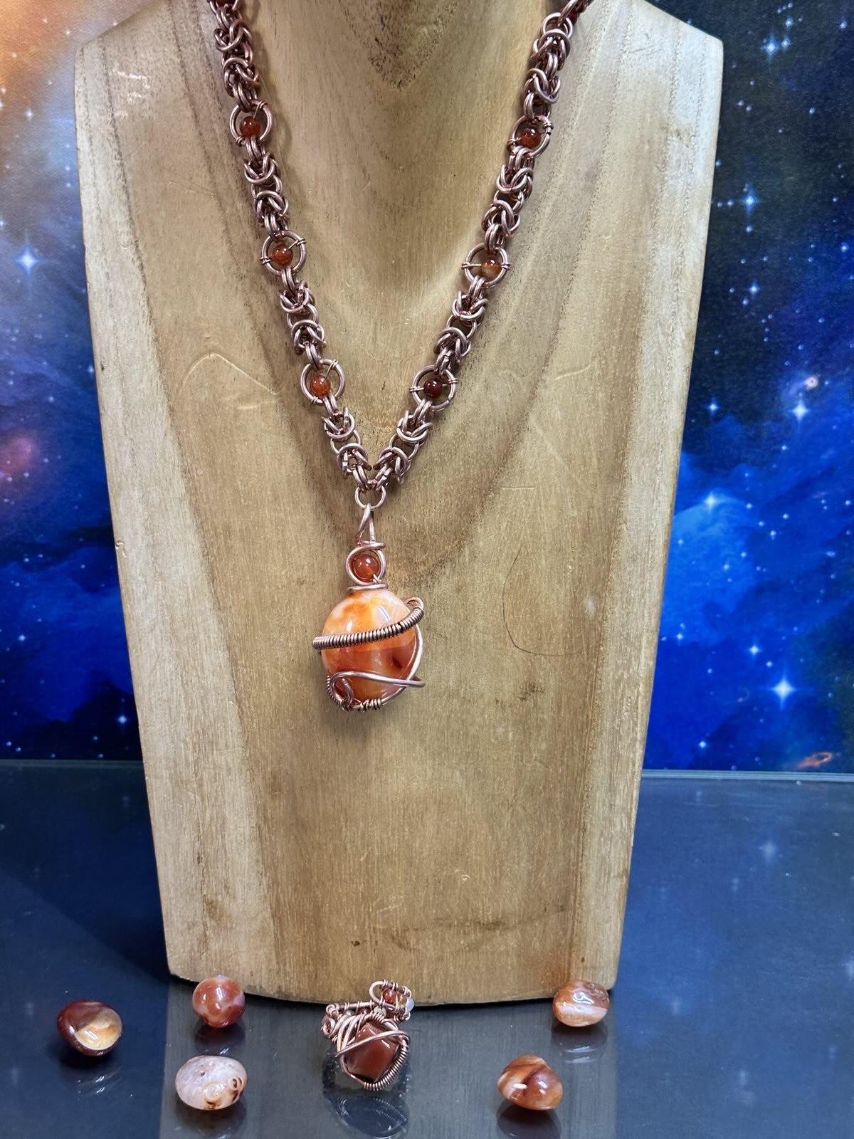 Copper Link Gemstone Necklace