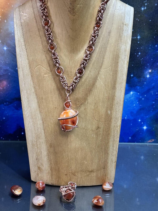 Copper Link Gemstone Necklace