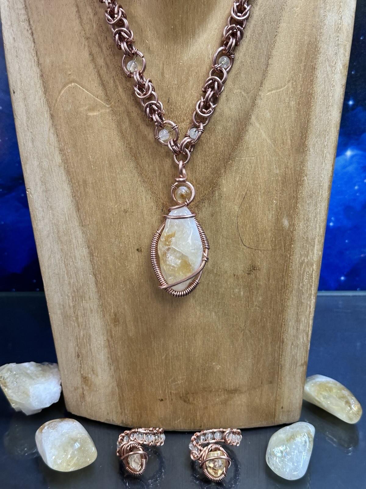 Copper Link Gemstone Necklace