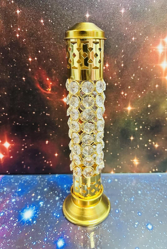 Acrylic Crystal & Brass Incense Holder (12")
